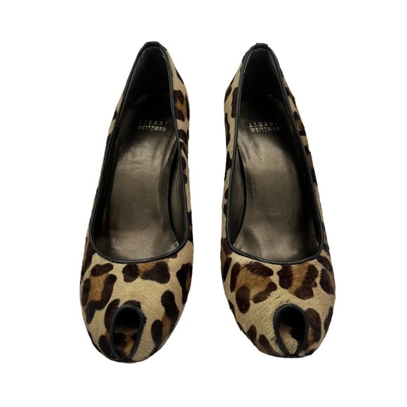 STUART WEITZMAN Pipespy Leopard-print Calf Hair Peep-Toe Platform Pump - Picture 7 of 13